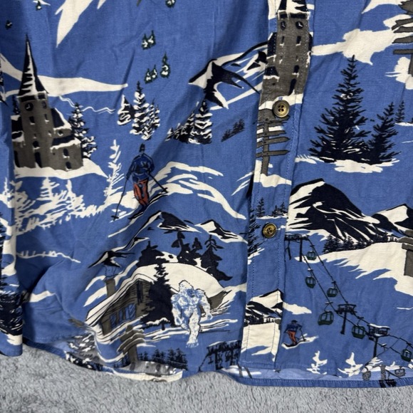 Faherty Corduroy Shirt Mens 2XL All Over Print Winter Ski Hike Mountain Snow - Picture 9 of 16